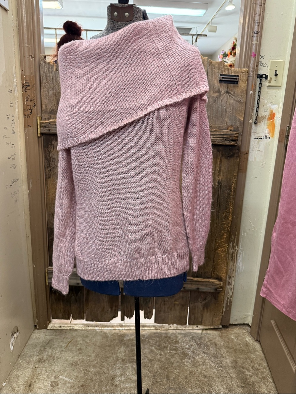 Dana Buchman Dusty Pink Off-Shoulder Cowl Neck Sweater